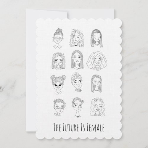 The Future Is Female Doodle Art Greeting Card