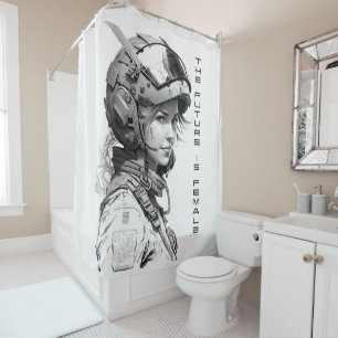 The future is female wall art, the future feminine shower curtain