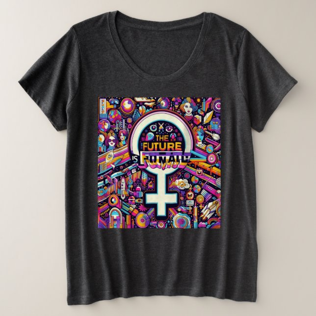 The Future is Female Women's Plus-Size Basic Plus Size T-Shirt (Design Front)