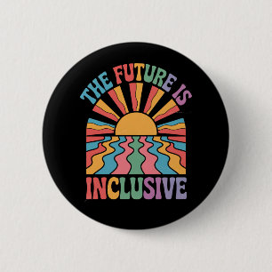 The Future Is Inclusive LGBTQ Rainbow Pride Retro Button