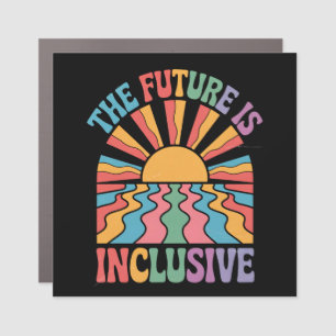The Future Is Inclusive LGBTQ Rainbow Pride Retro Car Magnet