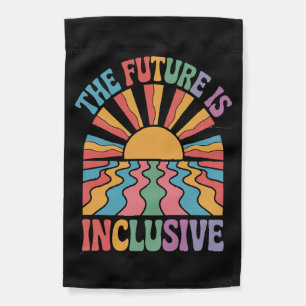 The Future Is Inclusive LGBTQ Rainbow Pride Retro Garden Flag