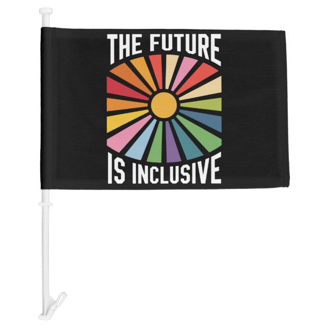 The Future is Inclusive Rainbow Pride Trans Rights Car Flag (Front)