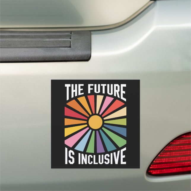 The Future is Inclusive Rainbow Pride Trans Rights Car Magnet (In Situ)