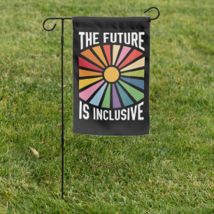 The Future is Inclusive Rainbow Pride Trans Rights Garden Flag