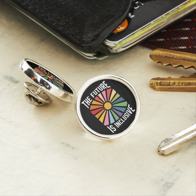 The Future is Inclusive Rainbow Pride Trans Rights Lapel Pin (In Situ)
