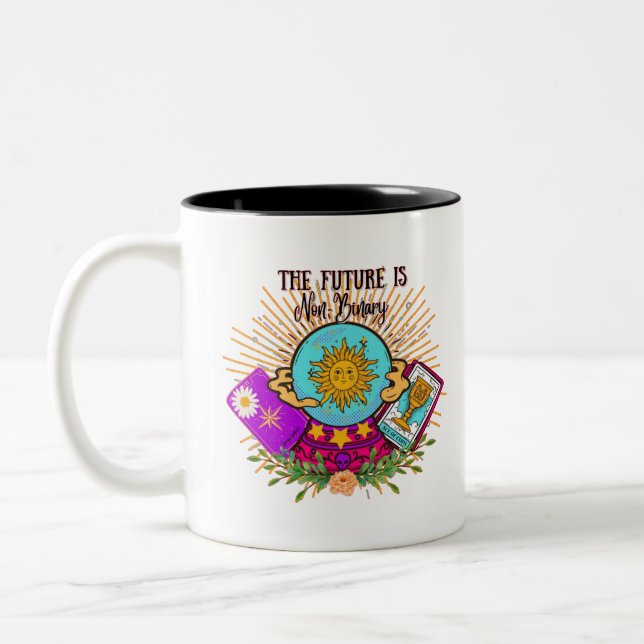 The Future is Non-Binary Crystal Ball Two-Tone Coffee Mug (Left)