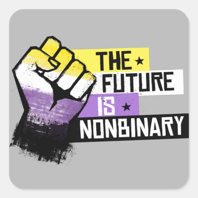 The future is nonbinary  square sticker (Front)