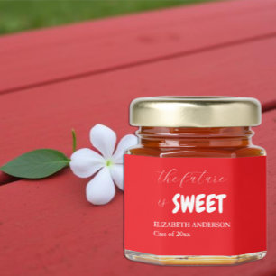 The Future Is Sweet Minimalist Script Graduation Honey Jar Favors