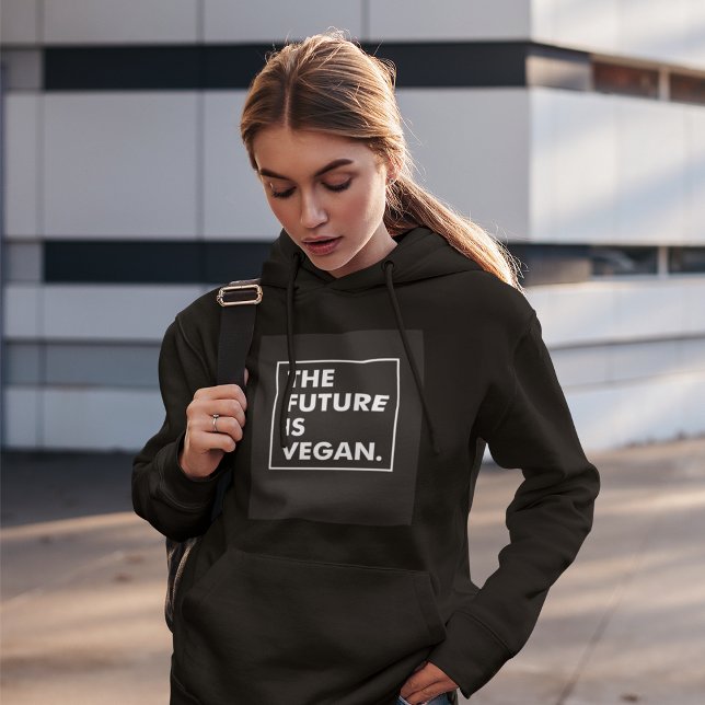 The Future Is Vegan Typographic Black and White Hoodie (Creator Uploaded)