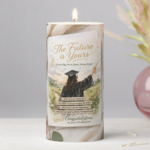 The Future is Yours – Elegant Girl Graduation Enco Pillar Candle