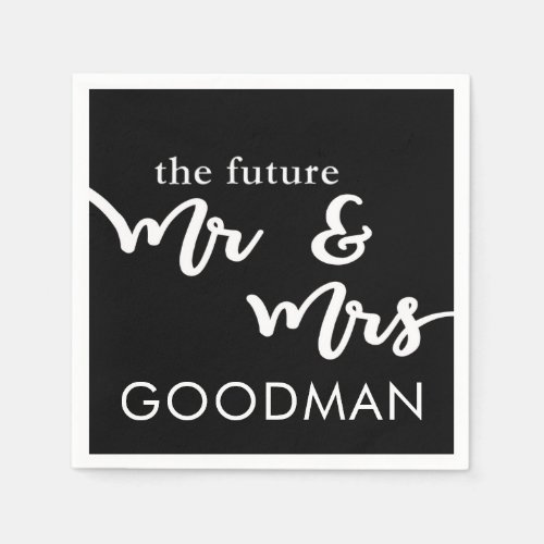 The Future Mr and Mrs Cocktail Napkins Black