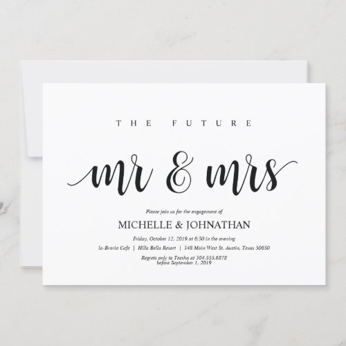 The future Mr and Mrs Engagement Party invites