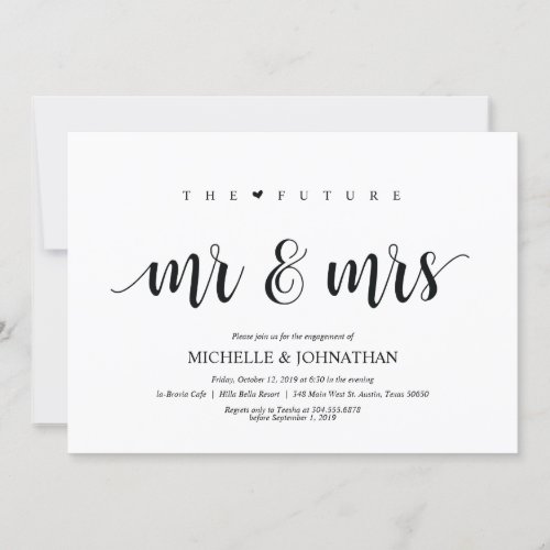 The future Mr and Mrs Engagement Party invites