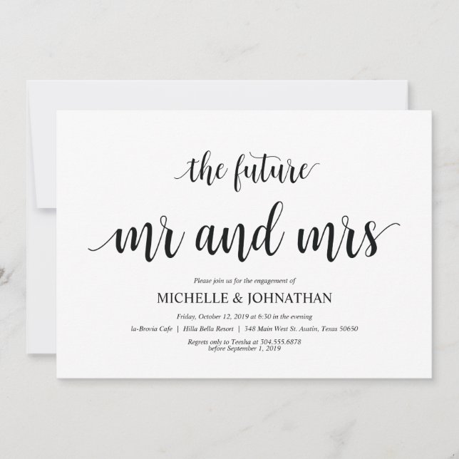 The future Mr and Mrs, Engagement Party invites (Front)