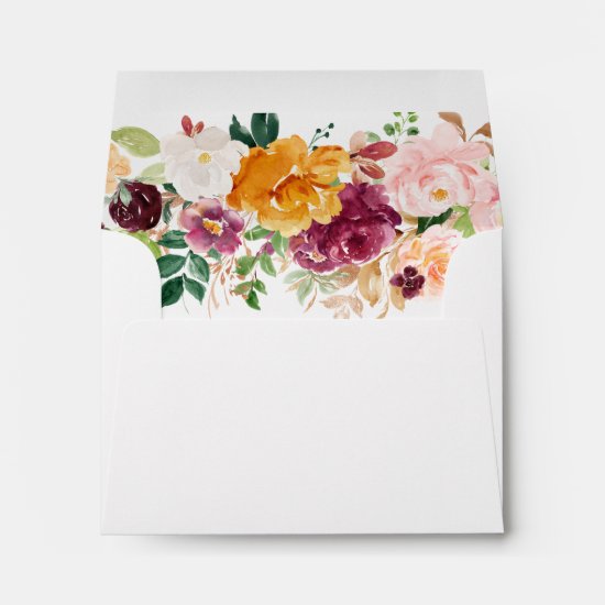 The Future Mr. and Mrs. Gold Text Floral RSVP Envelope