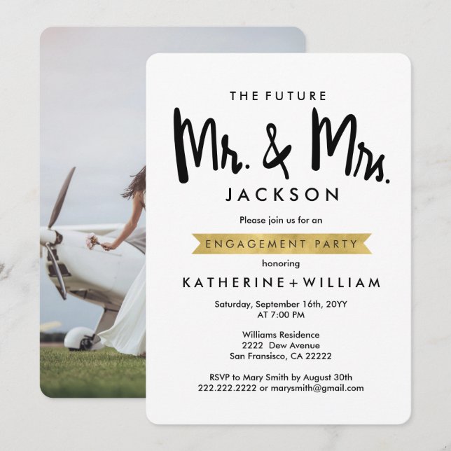 The Future Mr and Mrs Photo Engagement Party Invitation (Front/Back)