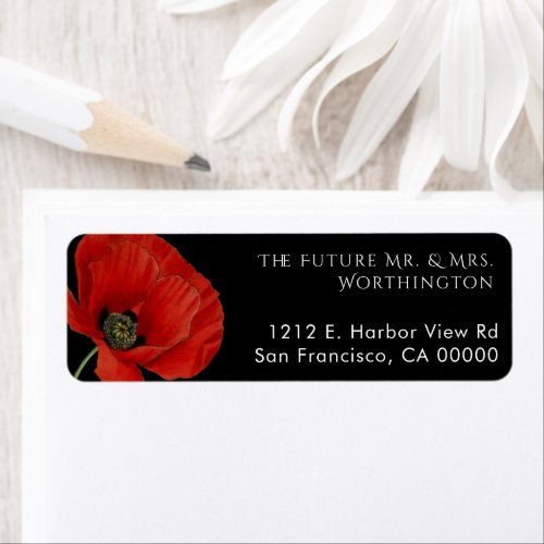 The Future Mr  Mrs Black Red Poppy Wedding  Label