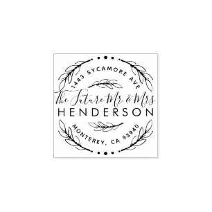 The Future Mr & Mrs Custom Wreath Return Address Rubber Stamp