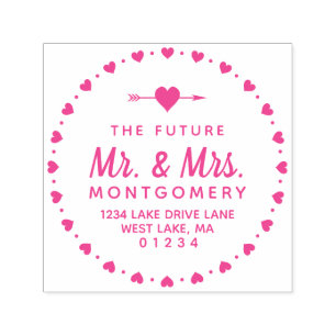 The Future Mr. & Mrs. Heart Ring Return Address Self-inking Stamp