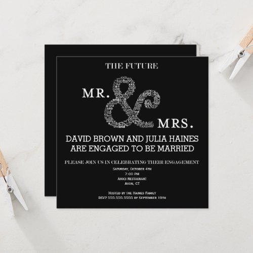 The Future Mr  Mrs Rustic Engagement Bridal Party Invitation