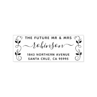 The Future Mr & Mrs Rustic Floral Return Address Rubber Stamp
