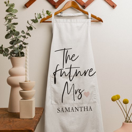 The Future Mrs and Your Name  Modern Beauty Gift Apron