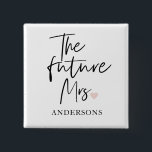 The Future Mrs and Your Name | Modern Beauty Gift Button<br><div class="desc">Introducing "The Future Mrs and Your Name" Modern Beauty Gift Set from Zazzle Celebrate the joyous occasion of the future Mrs. with a modern beauty gift set from Zazzle that combines luxury, personalization, and style. This exclusive gift set is designed to make her feel truly special as she embarks on...</div>