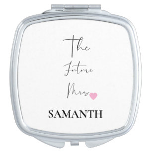 The Future Mrs and Your Name Modern Beauty Gift Compact Mirror