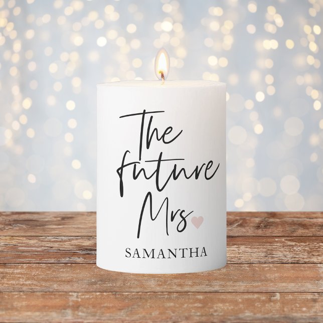 The Future Mrs and Your Name | Modern Beauty Gift Pillar Candle (Creator Uploaded)