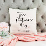 The Future Mrs and Your Name | Modern Beauty Gift Throw Pillow<br><div class="desc">Introducing "The Future Mrs and Your Name" Modern Beauty Gift Set from Zazzle Celebrate the joyous occasion of the future Mrs. with a modern beauty gift set from Zazzle that combines luxury, personalization, and style. This exclusive gift set is designed to make her feel truly special as she embarks on...</div>