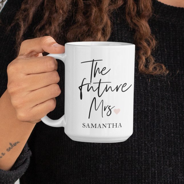 The Future Mrs and Your Name | Modern Beauty Gift Two-Tone Coffee Mug (Creator Uploaded)