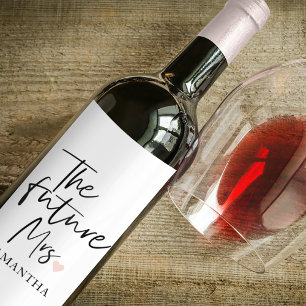 The Future Mrs and Your Name Modern Beauty Gift Wine Label