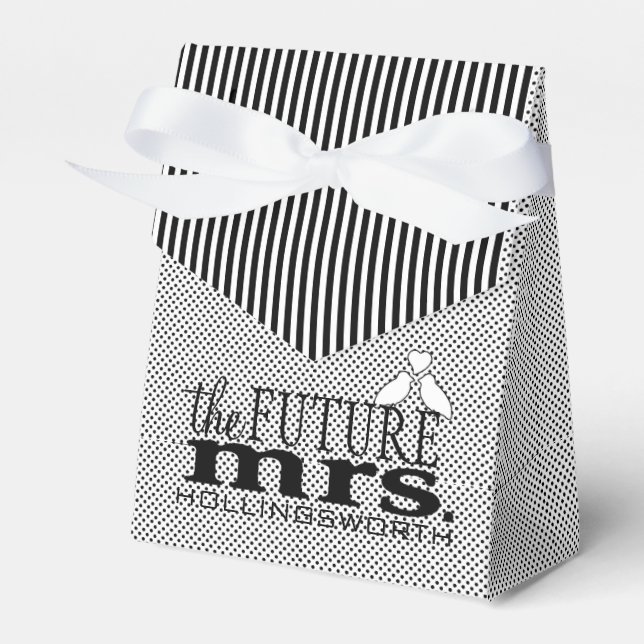 The Future Mrs. Black and White Bridal Shower Favor Boxes (Front Side)