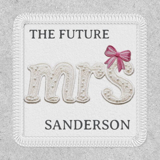 The Future Mrs Bride Faux Pearl Embroidered Patch  (Front)
