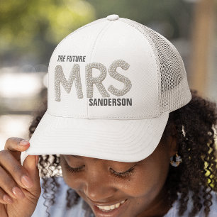 The Future Mrs Bride Faux Pearl Patch  Trucker Hat