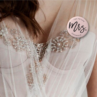 The Future Mrs. Brush Script Diamond Bridal Party Pinback Button
