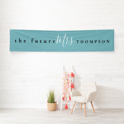 The Future Mrs name Black White Script Purist Blue Banner