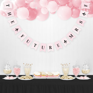 The Future Mrs. Pink Stripes French Bridal Shower Bunting Flags