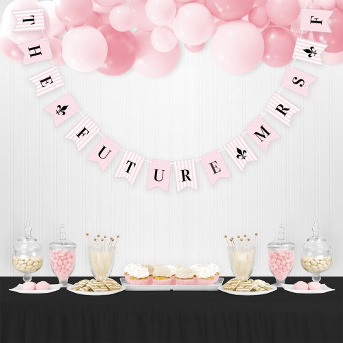 The Future Mrs Pink Stripes French Bridal Shower Bunting Flags
