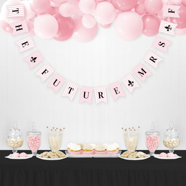 The Future Mrs. Pink Stripes French Bridal Shower Bunting Flags (Creator Uploaded)