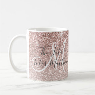 The Future Mrs Rose Gold Glitter Monogram Name Coffee Mug