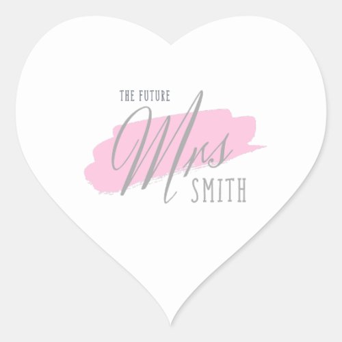 The Future Mrs Smith Heart Sticker _ Gray  Pink