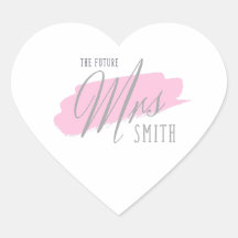 The Future Mrs Smith Heart Sticker - Gray & Pink