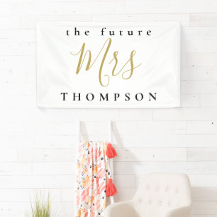 The Future Mrs Surname Gold Black Typography Banner