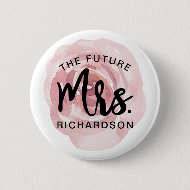 The Future Mrs. Watercolor Floral Pin (Front)