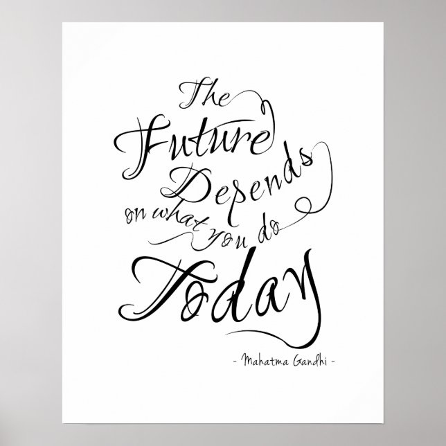 The Future- White Calligraphy Inspirational Poster (Front)