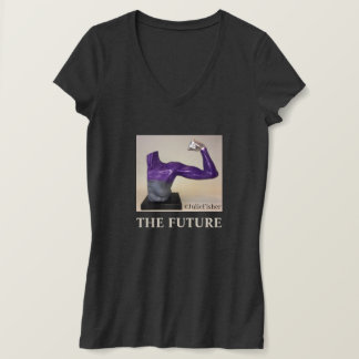 THE FUTURE-Woman's dark gray V neck T-shirt