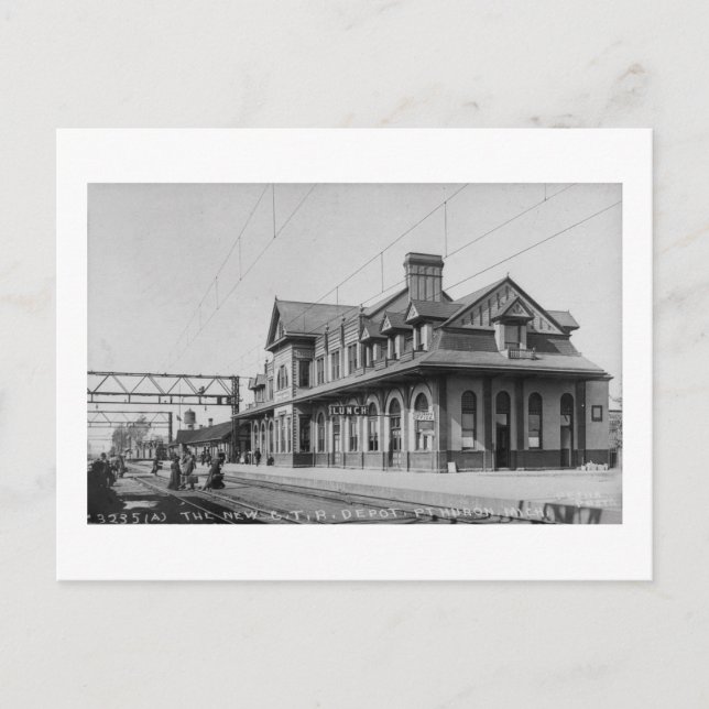 The G.T.R. Railroad Depot - Louis Pesha Postcard (Front)