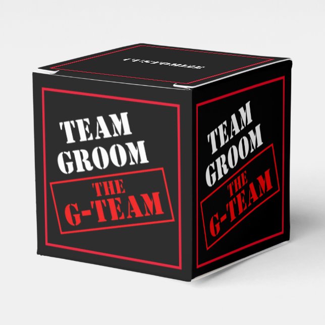 The G-Team Team Groom Cube Favor Boxes (Front Side)